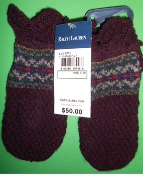 Ralph Lauren Nordic Fair Isle Knit Wool Mittens  9-2T